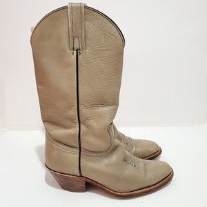 Frye Western Mid Calf Leather Boots Style 2304 Grey Sky US Women's 9D Vintage